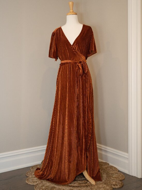 Baltic Born Dresses & Skirts - Baltic Born Rust Brown Velvet Wrap Dress